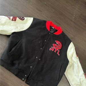 NBA Black and Cream Varsity Jacket